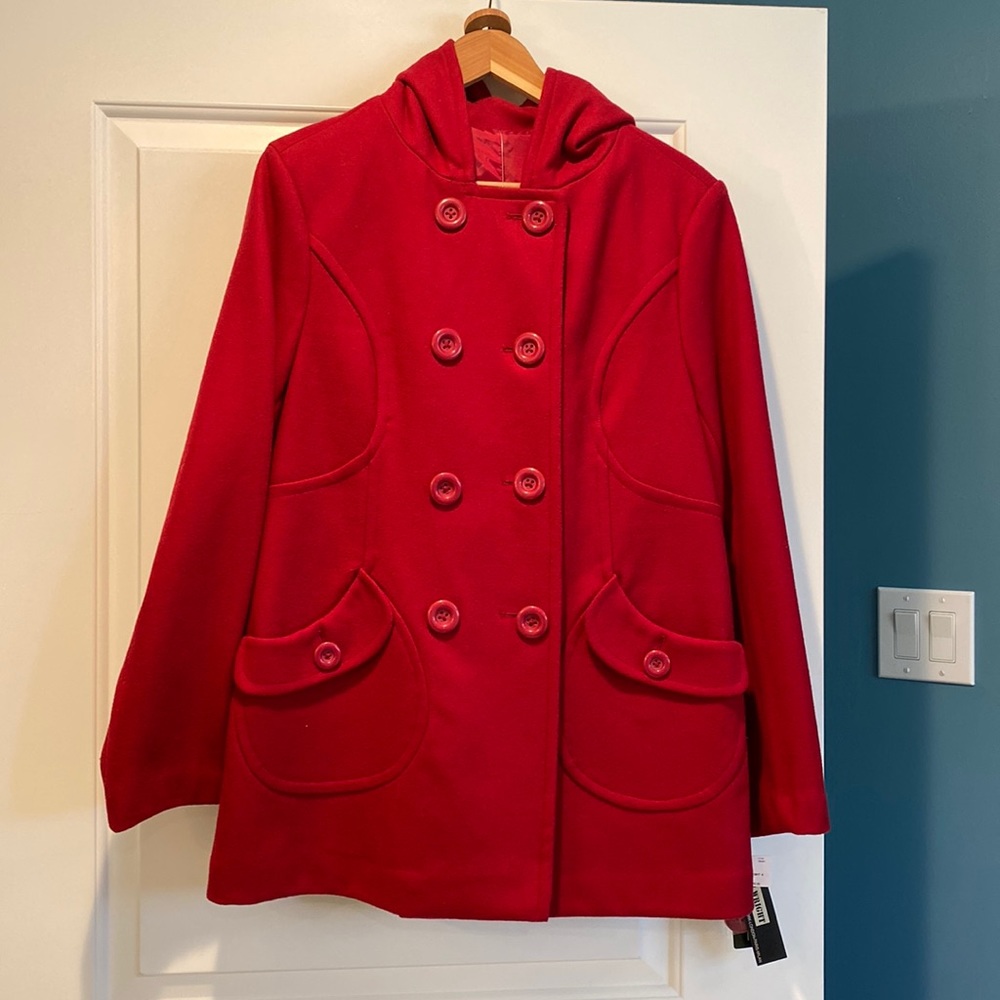 NWT Reversible Red Wool Peacoat
